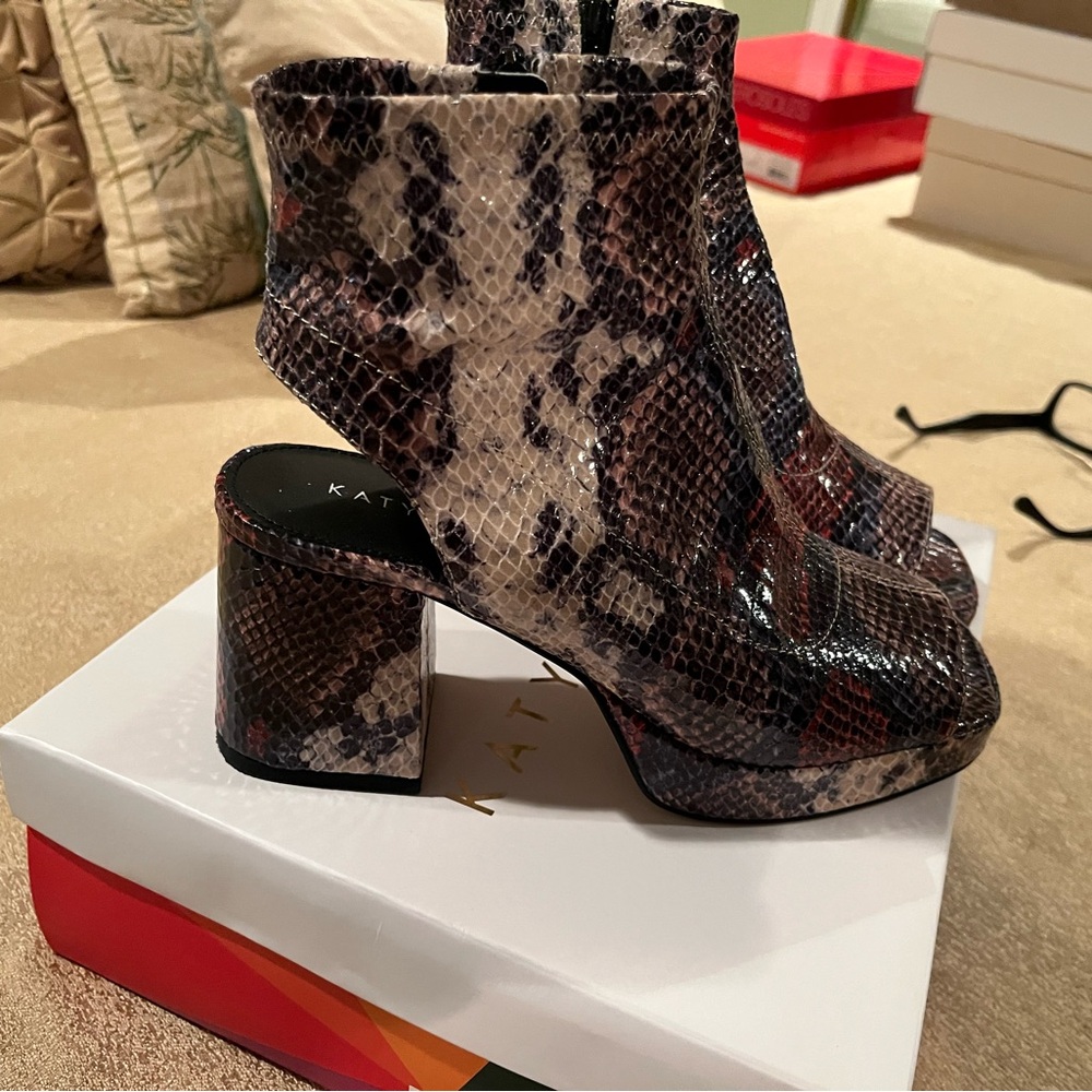 Katy Perry Collections Multicolor Snakeskin Ankle Booties